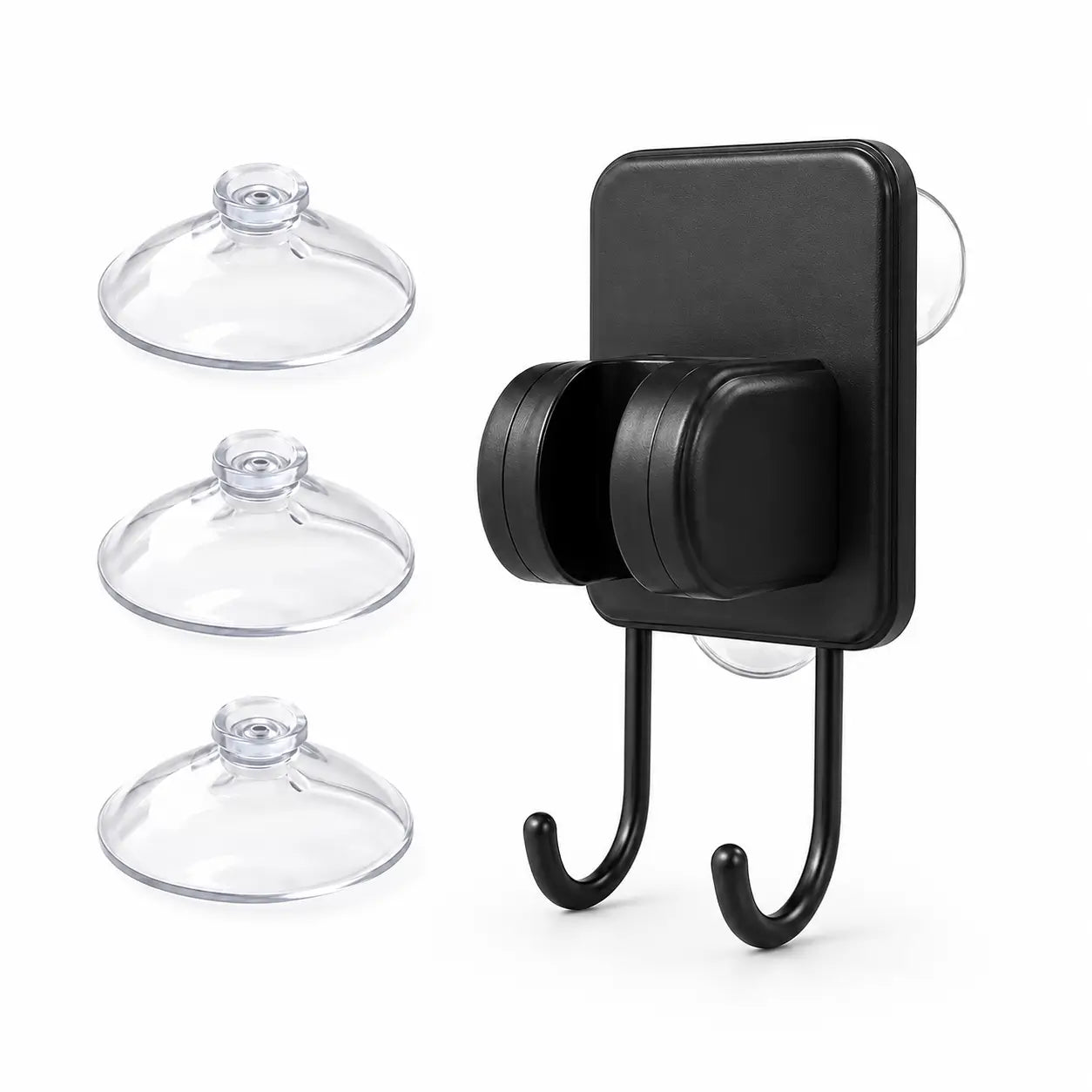 Terra Rinse 3-in-1 suction mount and hook with three removable suction cups on a white background